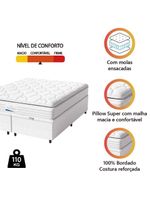 Cama Box Baú Casal King Colchão Molas Ensacadas Granville Com Pillow 193x203x69cm Branco