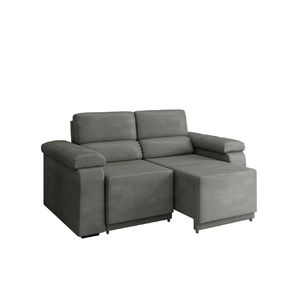 Sofá Desmontável Retrátil 2 Lugares 1,50m Fox Suede Cinza Selmer Cinza