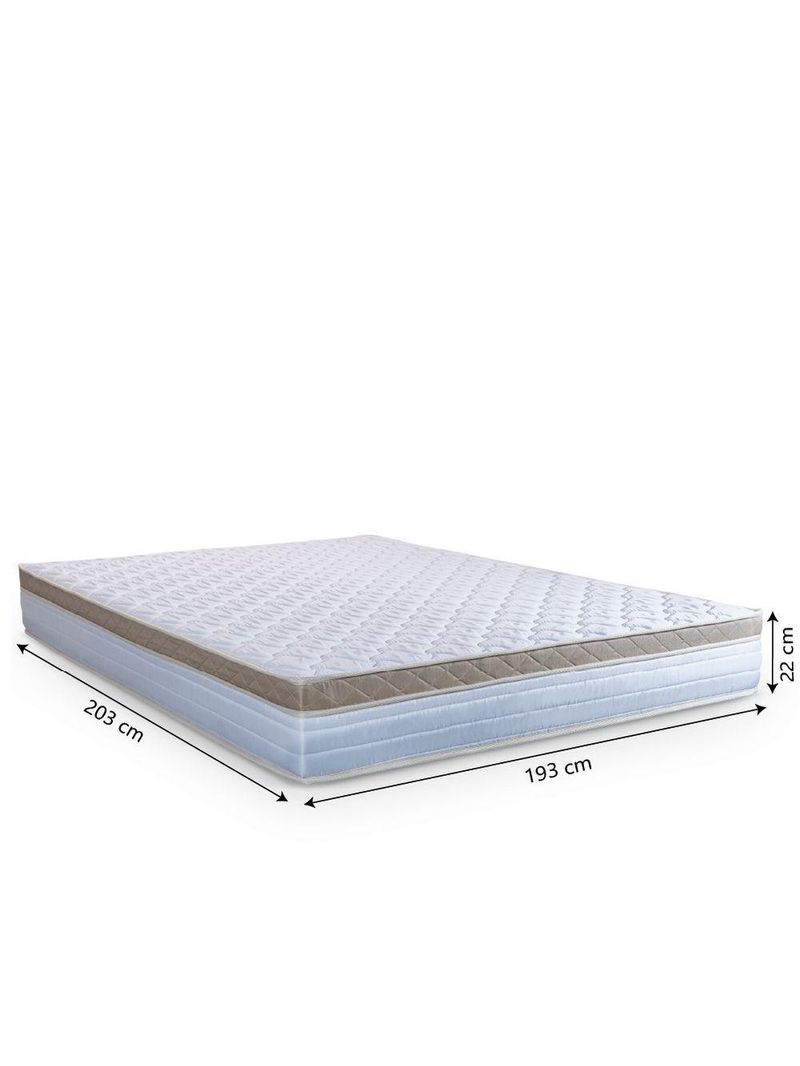 Cama Box Casal King Colchão Com Molas Ensacadas 193x203x60cm Dunas Branco/bege Hellen
