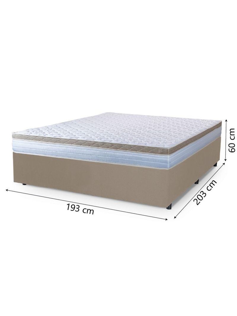 Cama Box Casal King Colchão Com Molas Ensacadas 193x203x60cm Dunas Branco/bege Hellen