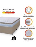 Cama Box Casal King Colchão Com Molas Ensacadas 193x203x60cm Dunas Branco/bege Hellen
