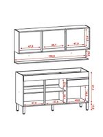 Kit Armário de Cozinha e Balcão Completa Branco Kit's Paraná