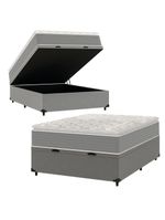 Cama Box Baú Casal Molas Ensacadas Pillow Top 138x188x66cm Martino Cinza Umaflex Cinza