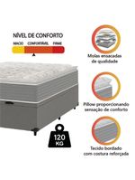 Cama Box Baú Casal Molas Ensacadas Pillow Top 138x188x66cm Martino Cinza Umaflex Cinza