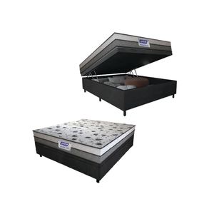 Cama Box Baú Casal Colchão Espuma D33 Fort 138x188x62cm Cinza / Branco Gazin