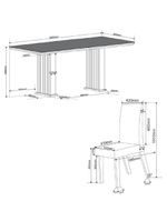 Conjunto De Mesa Sala De Jantar Tampo Com Vidro Mond 2m 8 Cadeiras Bele Veludo Viero Madeirado / Cinza