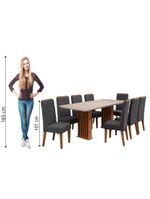 Conjunto De Mesa Sala De Jantar Tampo Com Vidro Mond 2m 8 Cadeiras Bele Veludo Viero Madeirado / Cinza