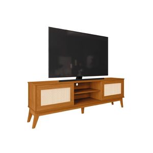 Rack Bancada Para Tv Até 65 Polegadas 1,80m 2 Portas Com Tela Rattan Cedro Cairo Edn Cedro