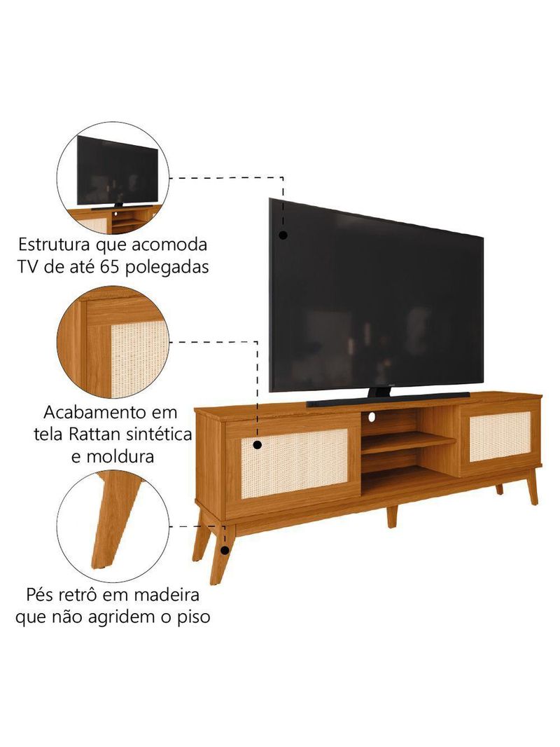 Rack Bancada Para Tv Até 65 Polegadas 1,80m Cedro Cairo