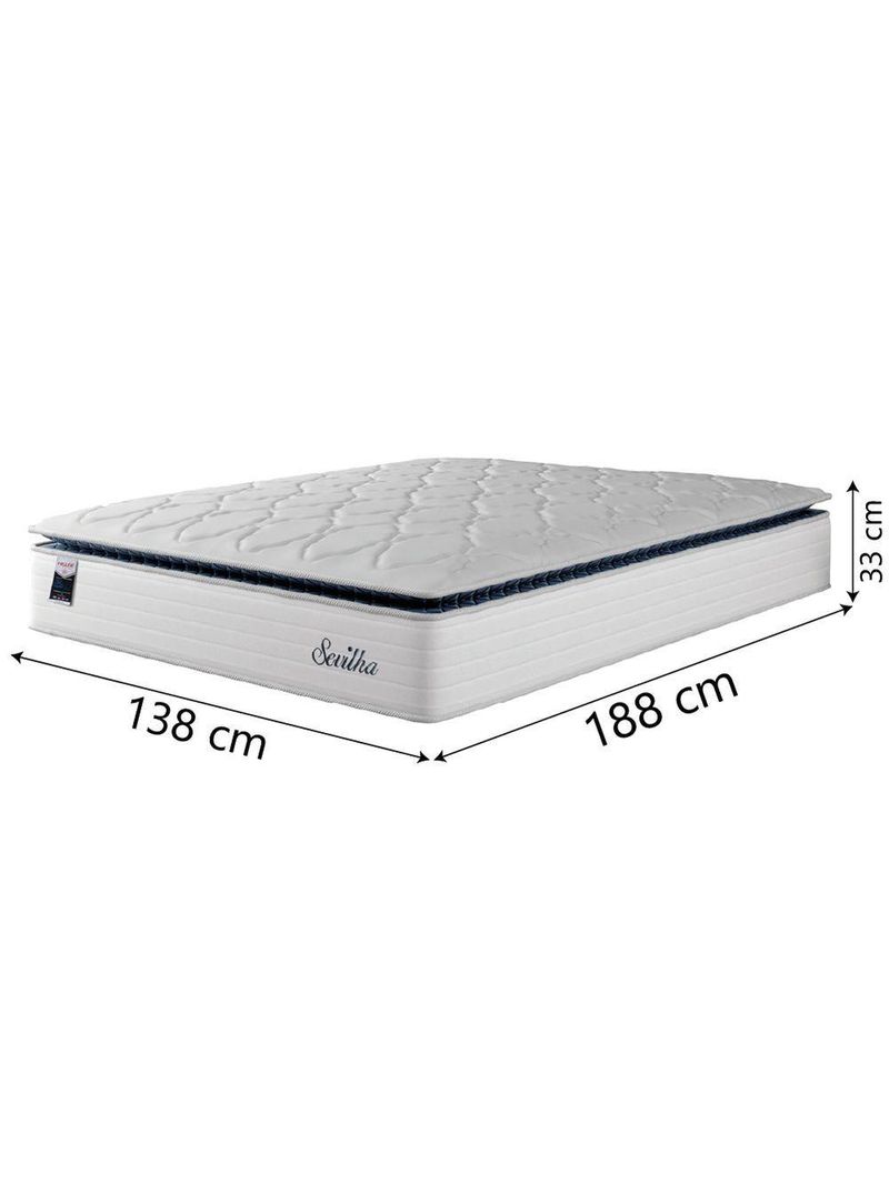 Cama Box Baú Casal Colchão Molas Ensacadas Com Pillow Sevilha 138x188x74cm Branco/cinza Hellen