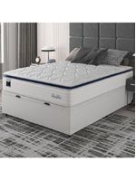 Cama Box Baú Casal Colchão Molas Ensacadas Com Pillow Sevilha 138x188x74cm Branco/cinza Hellen