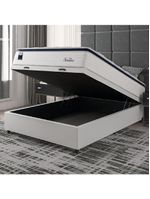 Cama Box Baú Casal Colchão Molas Ensacadas Com Pillow Sevilha 138x188x74cm Branco/cinza Hellen