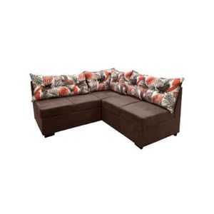 Sofá De Canto 5 Lugares Renaut Suede Marrom/Palmeira