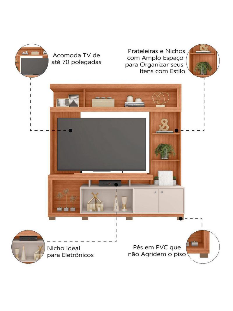 Estante Home Theater Para TV Até 70"  Atlanta Madeirado