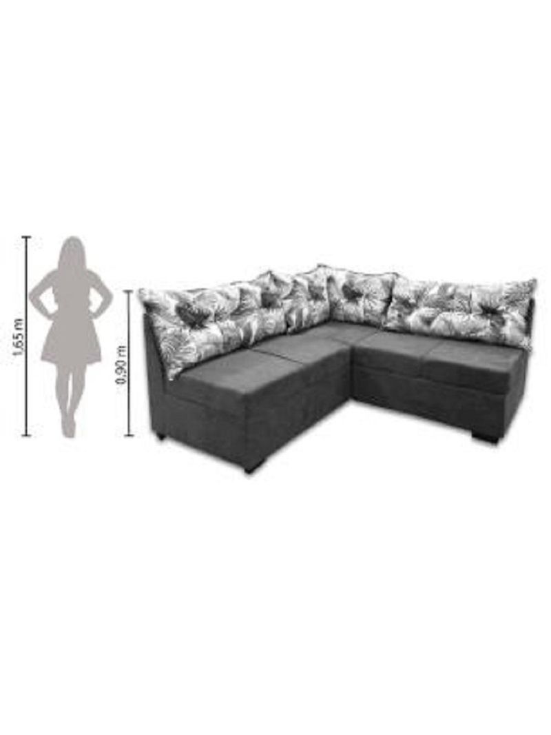 Sofá De Canto 5 Lugares Renaut Suede Marrom/Palmeira