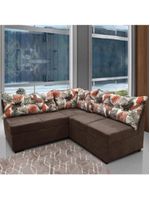 Sofá De Canto 5 Lugares Renaut Suede Marrom/Palmeira