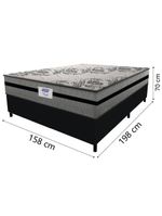 Cama Box Casal Queen Colchão Gazin Com Molas Ensacadas Rubi 158x198x70cm Suede Preto/cinza Cinza