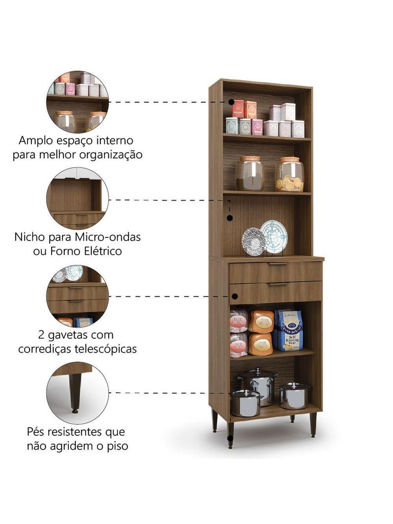 Armário de Cozinha Paneleiro Nogal/Branco Paris Batrol Bran