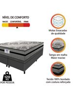 Cama Box Baú Casal Queen Colchão Gazin com Molas Ensacadas Rubi 158x198x73cm Suede Cinza/Preto