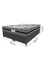 Cama Box Baú Casal Queen Colchão Gazin com Molas Ensacadas Rubi 158x198x73cm Suede Cinza/Preto