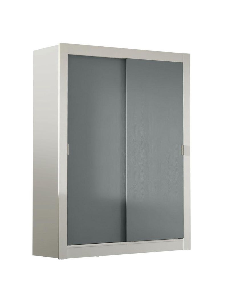 Guarda-Roupa Solteiro Madesa Denver 2 Portas de Correr – Branco/Cinza