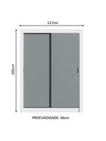 Guarda-Roupa Solteiro Madesa Denver 2 Portas de Correr – Branco/Cinza