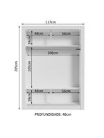 Guarda-Roupa Solteiro Madesa Denver 2 Portas de Correr – Branco/Cinza