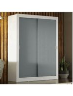 Guarda-Roupa Solteiro Madesa Denver 2 Portas de Correr – Branco/Cinza