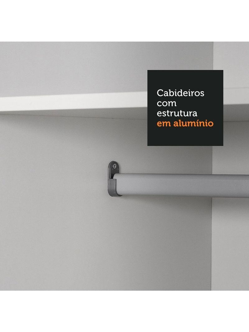 Guarda-Roupa Solteiro Madesa Denver 2 Portas de Correr – Branco/Cinza