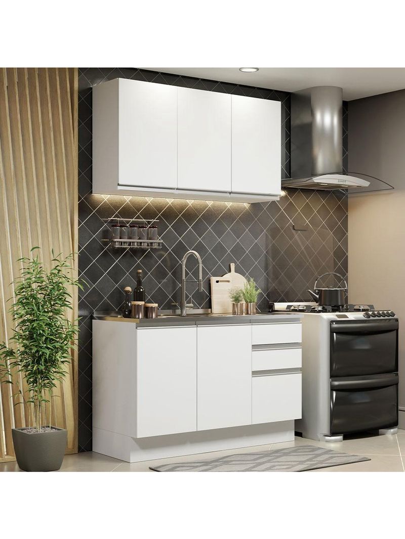 Cozinha Compacta Glamy Com Armário E Balcão sem Tampo E Pia