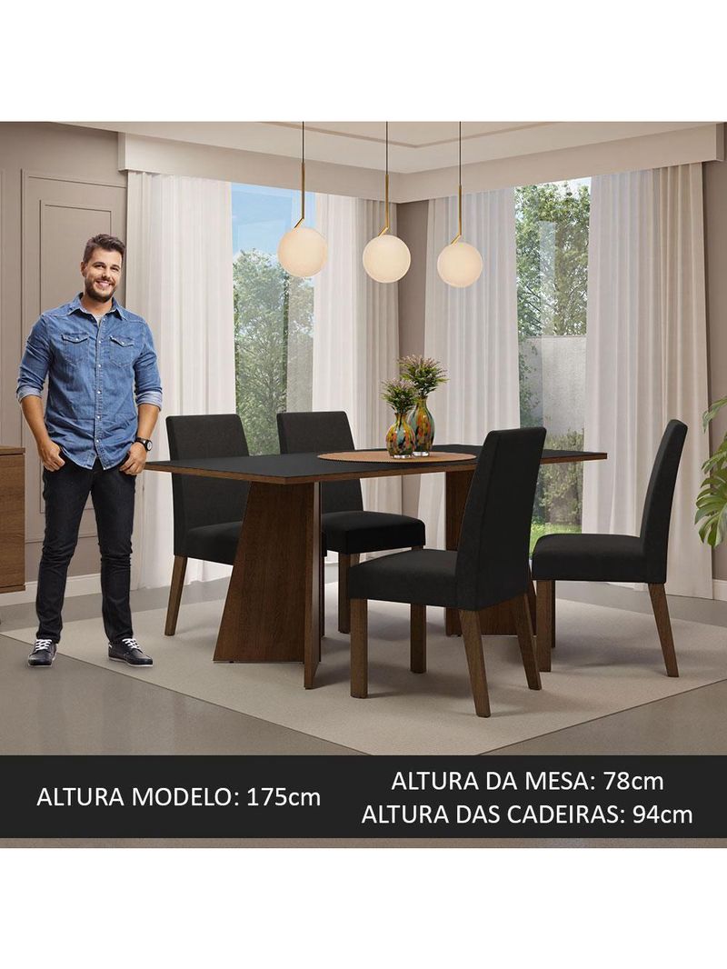 Conjunto Sala Jantar Mesa Madeira 4 Cadeiras Rustic