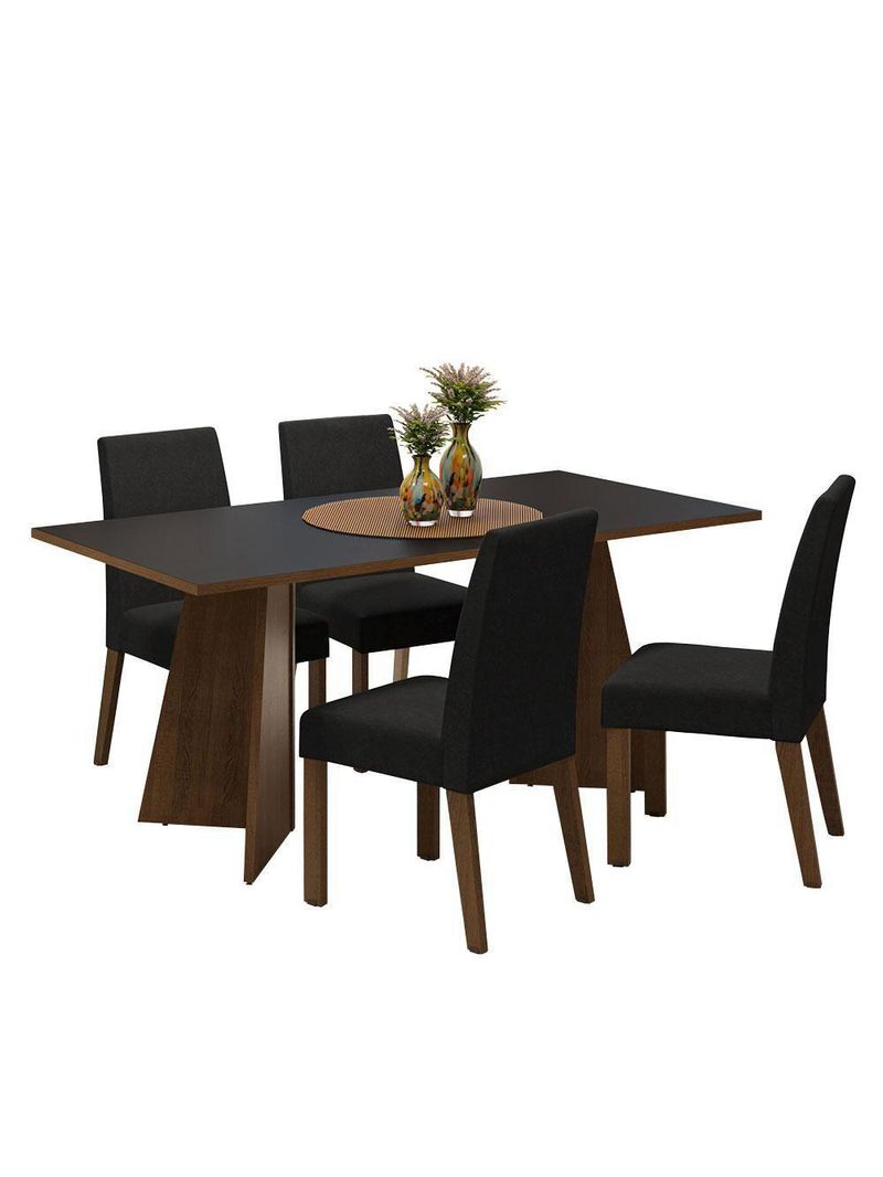 Conjunto Sala Jantar Mesa Madeira 4 Cadeiras Rustic