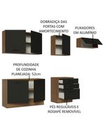 Cozinha Completa Madesa Ágata 260002 com Armário e Balcão – Rustic/Preto (Sem Tampo e Pia)