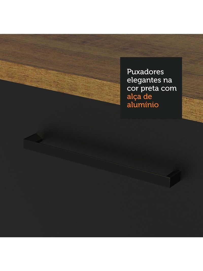 Cozinha Completa Madesa Ágata 260002 com Armário e Balcão – Rustic/Preto (Sem Tampo e Pia)