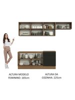 Cozinha Completa Madesa Ágata 260002 com Armário e Balcão – Rustic/Preto (Sem Tampo e Pia)