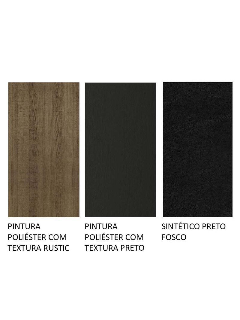 Mesa Tampo de Madeira com 6 Cadeiras Preto Rustic Preto