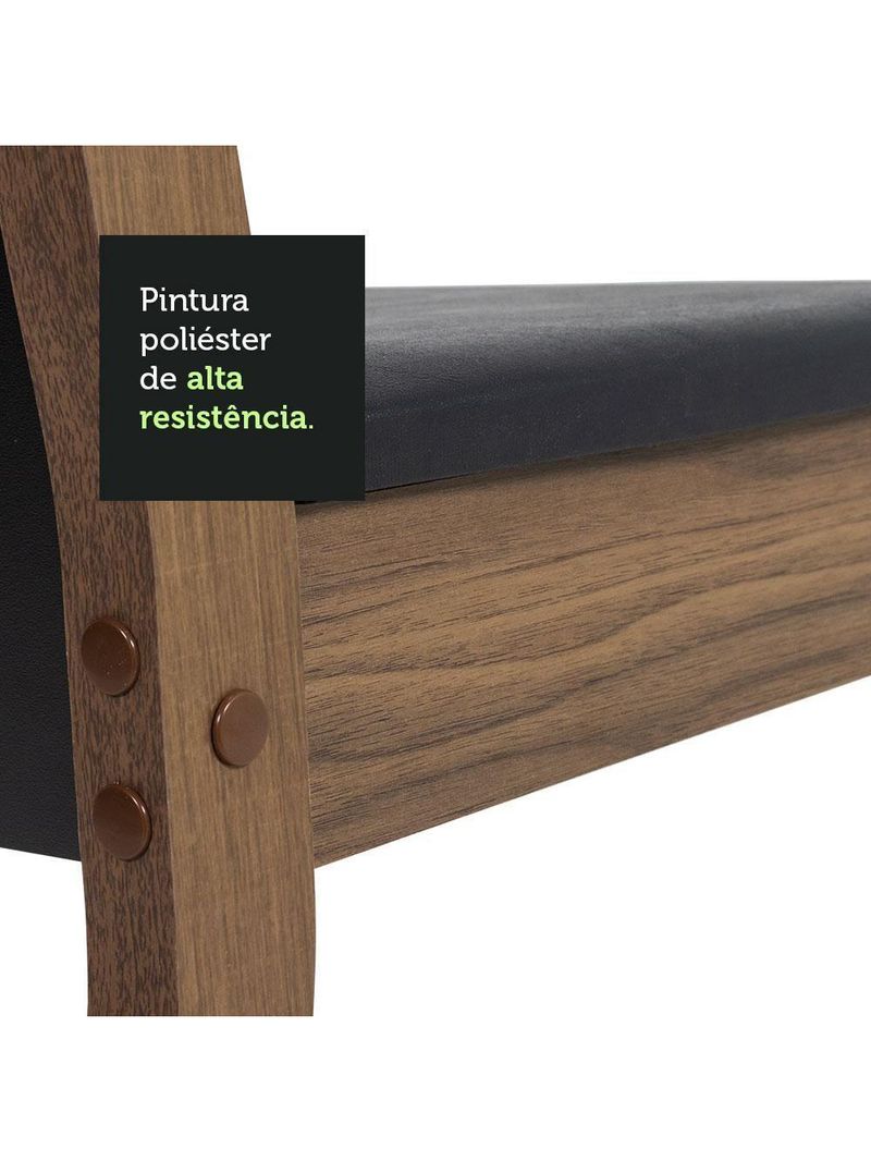 Mesa Tampo de Madeira com 6 Cadeiras Preto Rustic Preto