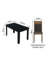Mesa Tampo de Madeira com 6 Cadeiras Preto Rustic Preto
