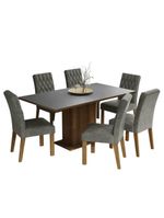 Conjunto Sala De Jantar Mesa Tampo De Madeira 6 Cadeiras