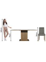 Conjunto Sala De Jantar Mesa Tampo De Madeira 6 Cadeiras