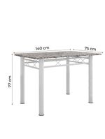Conjunto De Mesa Sala De Jantar Sara Com 6 Cadeiras Tubular Granito 1,40m Artefamol Branco / Floral