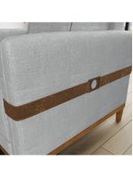 Sofá 3 Lugares 2m Living Com Almofadas Pés Madeira Linho Kazu Bex's Cinza