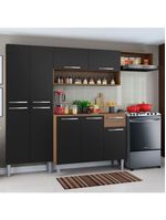 Cozinha Compacta Madesa Emilly Top Com Armário E Balcão Rustic/Preto