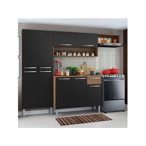 Cozinha Compacta Madesa Emilly Top Com Armário E Balcão Rustic/Preto