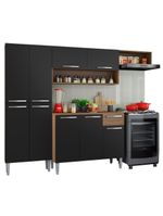 Cozinha Compacta Madesa Emilly Top Com Armário E Balcão Rustic/Preto