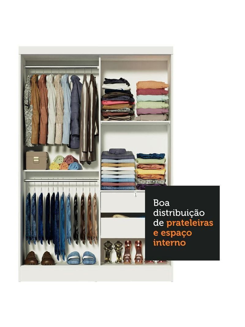 Guarda Roupas Luke Branco 2 Portas de Correr Madesa