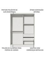 Guarda Roupas Luke Branco 2 Portas de Correr Madesa