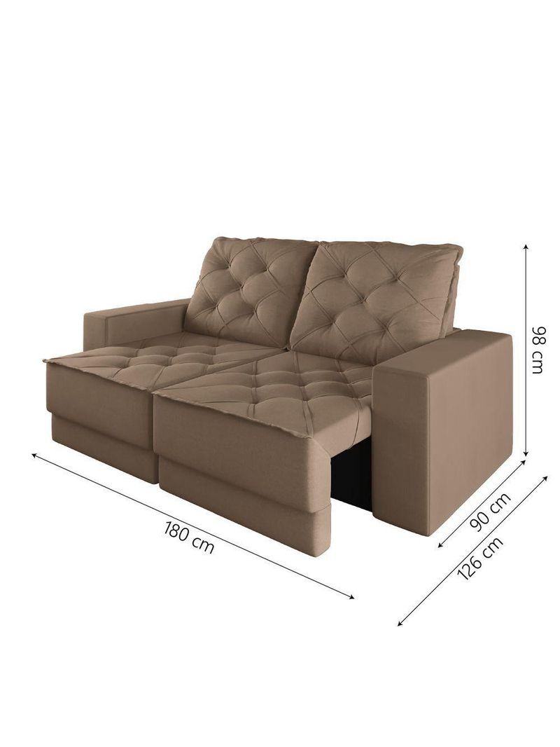 Sofá Retrátil e Reclinável 3 Lugares 1,80m Verona Suede Capuccino Mamflex