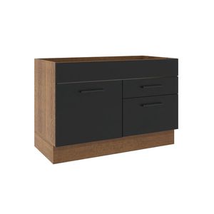 Balcão de Pia Madesa Agata 1 Porta 2 Gavetas Rustico Preto