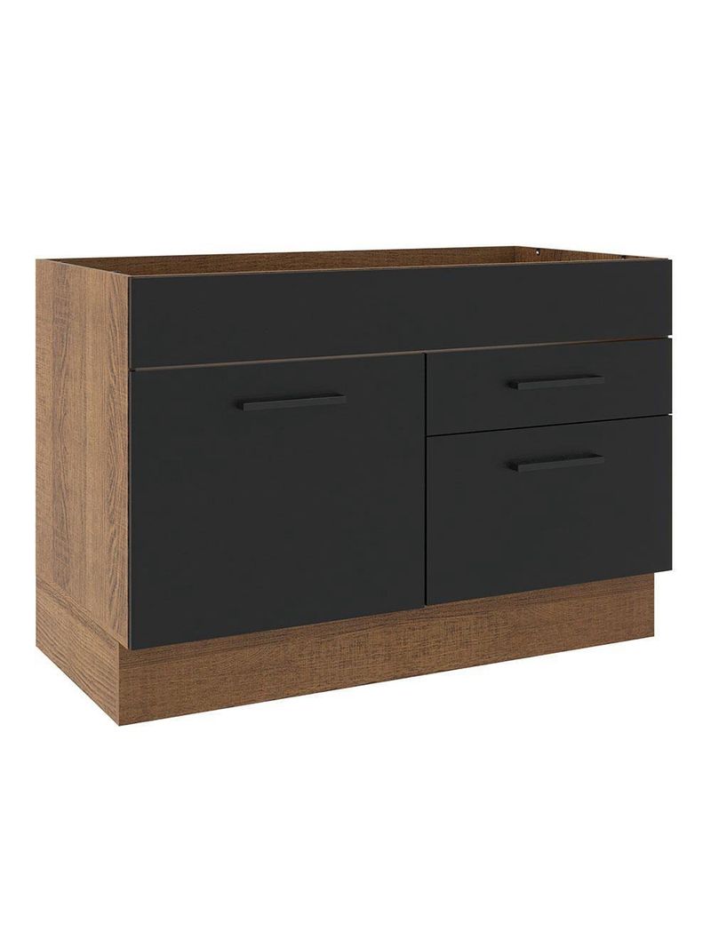 Balcão de Pia Madesa Agata 1 Porta 2 Gavetas Rustico Preto